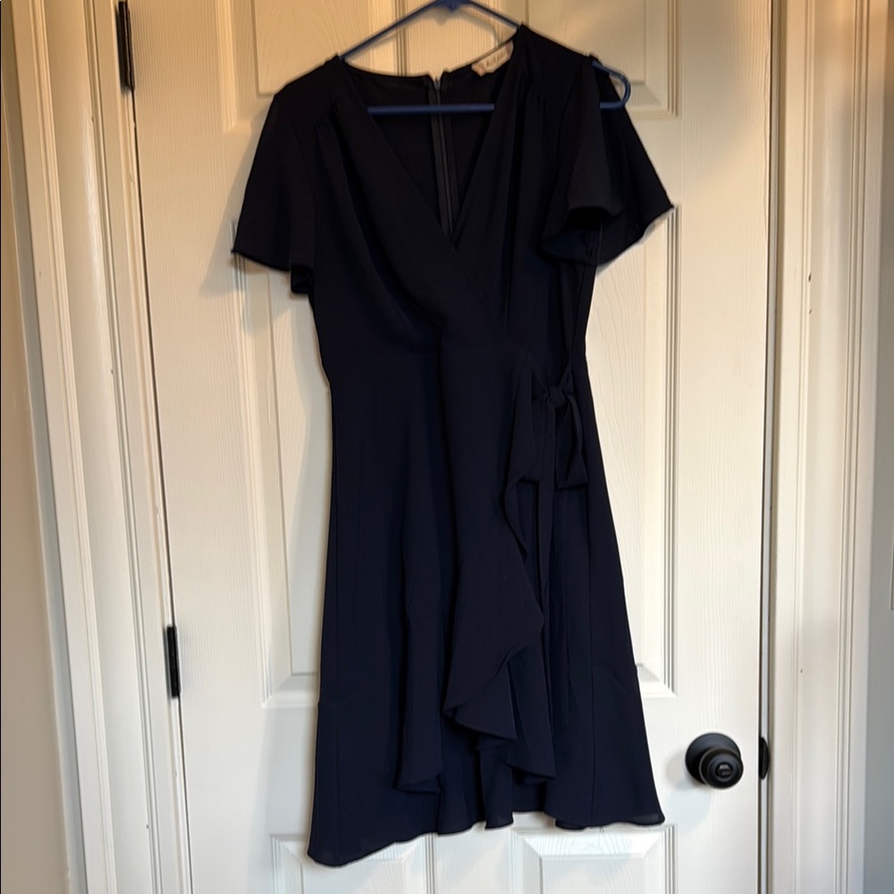 Altar'd State Navy Asymmetrical Flutter Sleeve Sundress